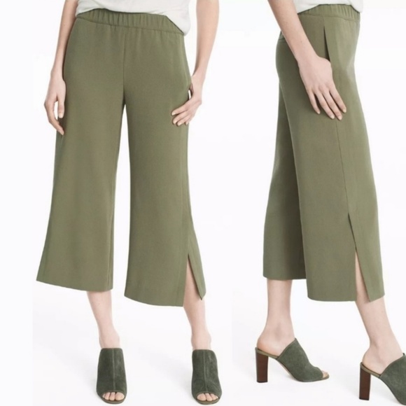 White House Black Market Green Wide Leg Crop Pant - Picture 1 of 5